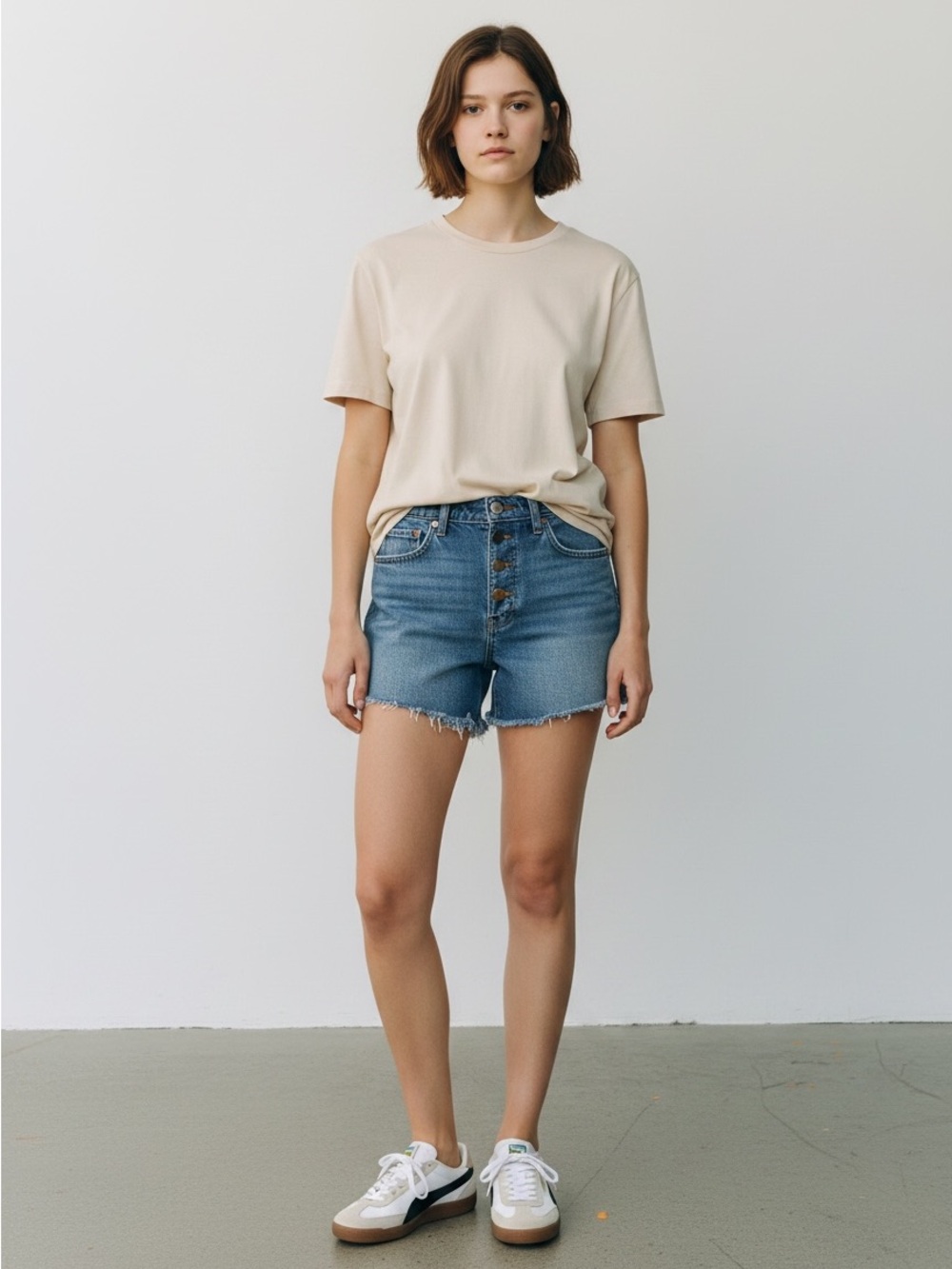 Kalon Studios Short Sleeve Crewneck Tee in Light Beige
